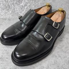 美品 Rifare ダブルモンク レザーシューズ ビブラムソール ブラック 28 美品 Rifare ダブルモンク レザーシューズ ビブラムソール
