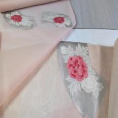 正絹帯用反物花柄刺繍 日本刺繍 新品未使用