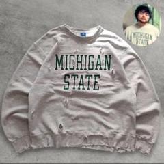 Champion ダメージ スウェット USA製 MICHIGAN 井口理 XL