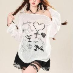 ❤️オーバーサイズ❤️透け感ロンT プ 地雷系 Y2K 春夏　半袖　新品