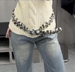 新品 leopard fur long belt ファーベルト y2k