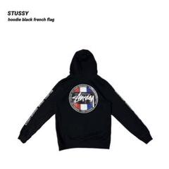 Stussy ステューシー フレンチフラッグ フーディー 袖プリント 黒