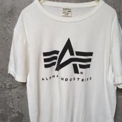 ミリタリー　ALPHA INDUSTRIES ホワイト Tシャツ L　XLサイズ