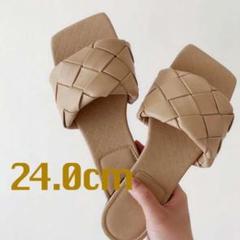 メッシュ 編み込み フラットサンダル ベージュ 38 レディース 韓国 安い
