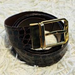 美品　ロンシャン　クロコダイル本革ベルト　ゴールド金具　ブラック 楽天市場】クロコダイル 35mm シャイニング加工 ベルト メンズ