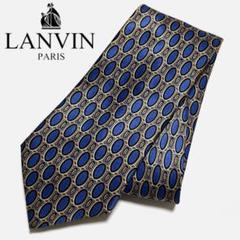 LANVIN/ランバン フランス製 楕円 稲穂 総柄シルクネクタイ