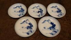 古伊万里 伊万里 染付 舟形皿 菓子皿 山水画 蔵出し 5客 古伊万里 伊万里 染付 山水 中皿 菓子皿 5客 - メルカリ