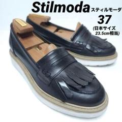 【stilmoda】フリンジ付きブラックローファー stilmoda】フリンジ付きブラックローファー