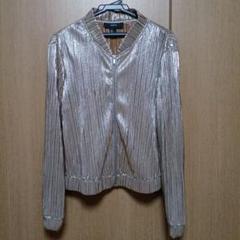 Forever 21 ゴールド プリーツ ジップアップジャケット S