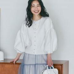 【新品】パールぽわんとスリーブニットカーディガン ラブティックボンボン ホワイト
