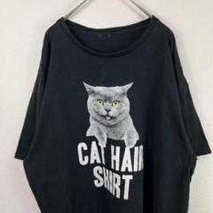 00s USA古着 フェード 猫 ネコ アニマル柄 Tシャツ