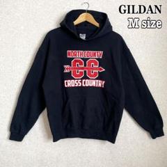 GILDAN M パーカー 両面プリント プルオーバー ギルダン 黒 古着