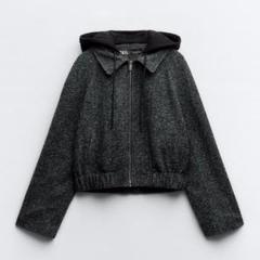 ZARA 】クロップドフードフェルトテクスチャージャケット - メルカリ