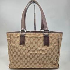 GUCCI トートバッグ A4収納可能 GG キャンバス レザー サークル