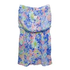 チューブトップ ミニワンピース 華やか 総柄 花柄 M フレア 派手 夏 衣装