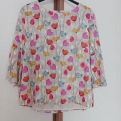 美品 HANAE MORI チューリップ ブラウス シアースリーブ　38