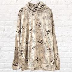 ディアマイミンクス タートルネック チュニック 長袖 花柄 綿混 体型カバー