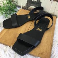 ZARA　黒 クロコダイル風 スライドサンダル ZARA 黒 クロコダイル風 スライドサンダル - メルカリ