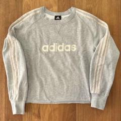 00s adidas 短丈スウェット　サイドライン　センター刺繍ロゴ　グレー