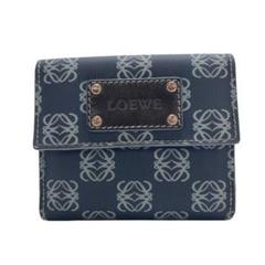 【在庫僅少】 1080 LOEWE ロエベ 折り財布 Wホック アナグラム PVC ブルー系 小物