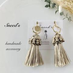 ▪タッセルチャーム×ゴールドフープ＆メタルチャームピアス／イヤリング1点のみ