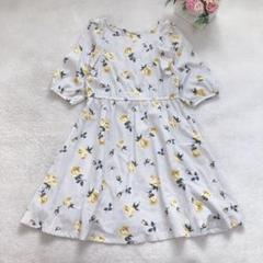 ナイスクラップ 五分袖ワンピース 花柄 シンプル ガーリー フレア 可愛い 総柄