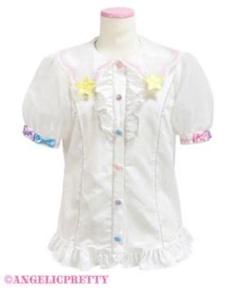 ♡AngelicPretty フリル付きホワイトシャツ 半袖♡ Angelic Pretty（シャツ/ブラウス(半袖/袖なし)）のフリマ