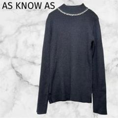＊AS KNOW AS ＊【F】ハイネックリブニット 襟元パール ストーン 上品