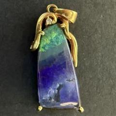 ボルダーオパール　k18 ダイヤモンド 0.01ct ペンダント　トップ　極美品