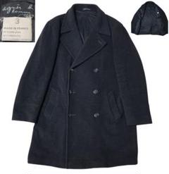 希少 フランス製 アニエスベー Agnes b カシミヤ混 ダブルブレストコート 希少 フランス製 アニエスベー Agnes b カシミヤ混 ダブル