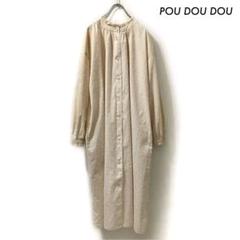 POU DOU DOU プードゥドゥ★ドット柄 長袖シャツワンピース ベージュのサムネイル