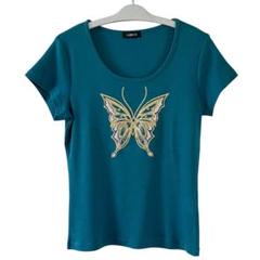00s y2k 蝶 バタフライ ビジュー Tシャツ ヒッピー サイケ グランジ