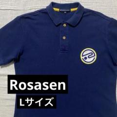 ●ロサーセン●ゴルフ ポロシャツ ネイビー L ロゴ刺繍 メンズ 半袖
