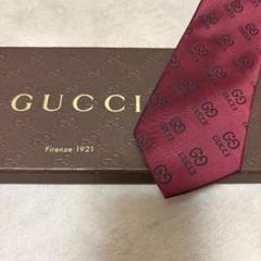 美品 GUCCI グッチ シルク ネクタイ ワインレッド GG柄 総柄 ダブルG
