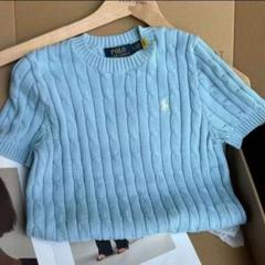 ラルフローレン半袖ケーブルニット 蔵青 S 001