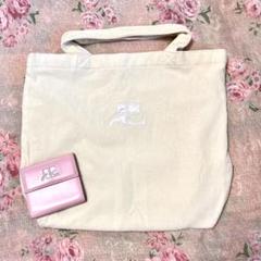 Courrèges クレージュ 廃盤 タオルトート ベージュ + 折り財布 Courreges - Courrèges クレージュ 廃盤 タオルトート ベージュ