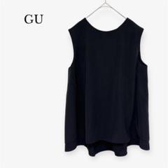 【ジーユー】新品 Aラインブラウス スタンドネック ノースリーブ タック入り