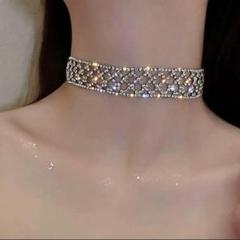 キラキラ ビジュー クロス ネックレス パーティー 韓国 ドレス 社交ダンス