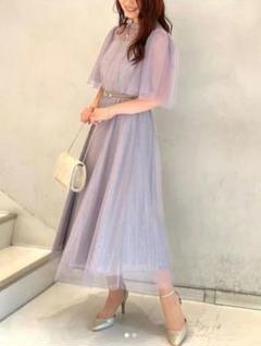 極美品 AIMER エメ チュール ストライプ ドレス 結婚式 低身長 定2.5 極美品 AIMER エメ チュール ストライプ ドレス 結婚式 低身長