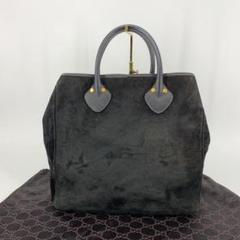 外側美品》 GUCCI グッチ ボックスカーフ バニティ 丸型 レディロック