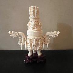 中国古美術 細密彫刻 龍 銅 美品 極上香炉) 彫刻 細密造 龍細工 三足香炉 中国美術 八仙 台