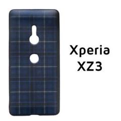 Xperia XZ3 カバー ブルー チェック 青