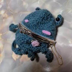 ✽ハンドメイド✽手編み がま口 あみぐるみ お猿さんメガネ