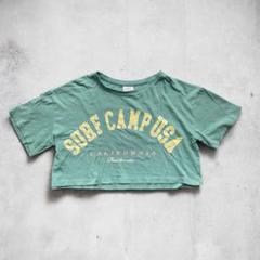 【ZARA KIDS】クロップド丈プリントTシャツ　ミントグリーン128cm