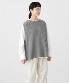 24SS✨美品✨かぐれ コットンニットベスト グレー 洗える