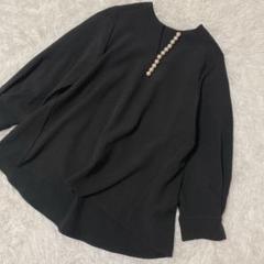 TONAL パール襟　トップス　黒 osharewalker ブラウス レディース トップス 七分袖