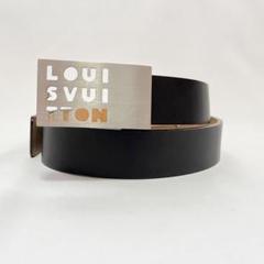 Louis Vuitton ダークブラウン レザー ベルト LVロゴ 保存袋付き 良品 ルイヴィトン サンチュール ベルト LSV ロゴバックル