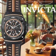INVICTA クロノグラフ ゴールド ブラック 腕時計 メンズ 黒ゴールド デカくてゴツい インビクタ クォーツ