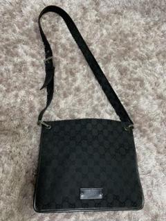 【GUCCI】GG柄キャンバス レザーショルダーバッグ