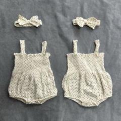 ロンパース　ドット　女の子　ヘアバンド　双子